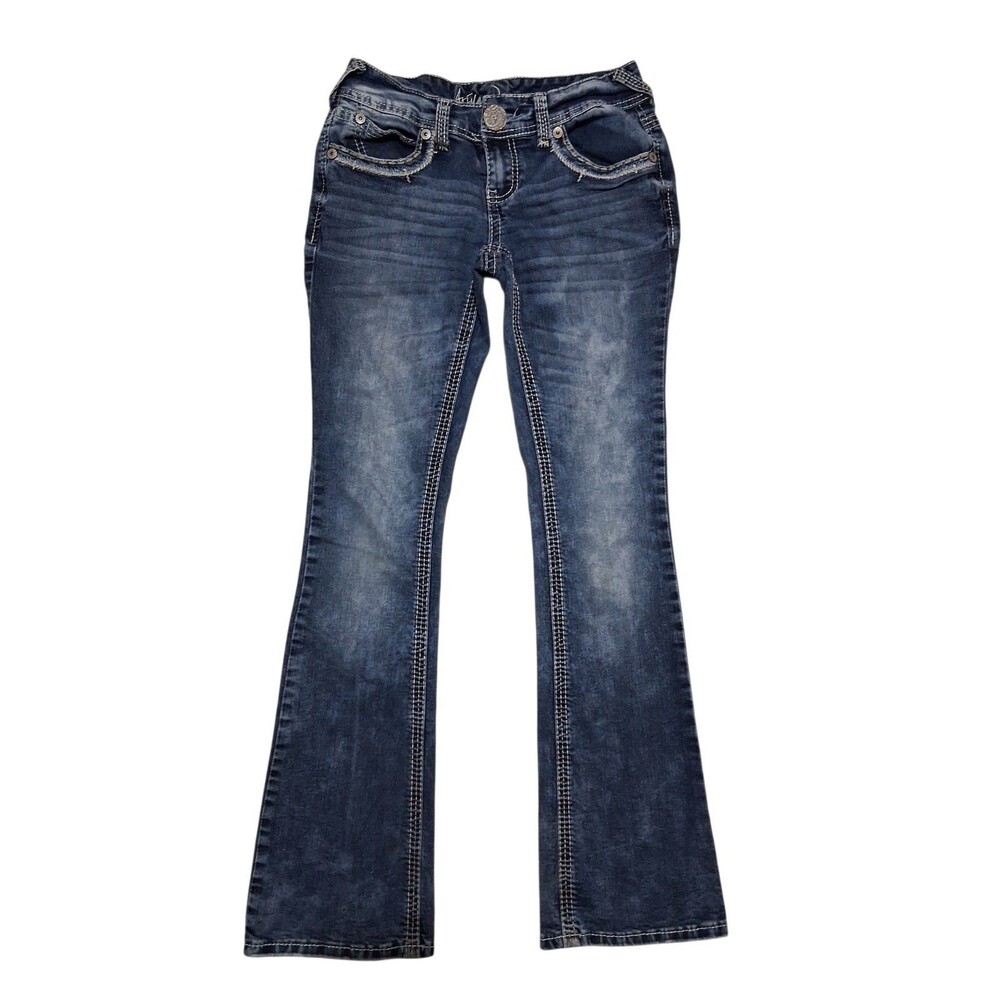 Ariya Jeans Womens Size 3/4 X 30 Flare Bootcut Jeans Embroidered Pocket Y2K